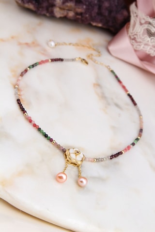 Collier - Plaqué or jaune et tourmalines