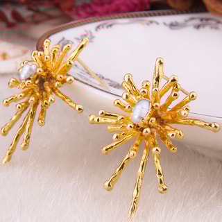 Boucles d'oreilles - Laiton plaqué or & perle