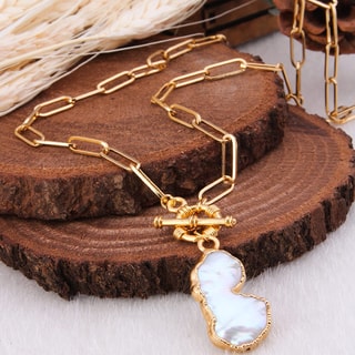 Collier - Laiton plaqué or & perle