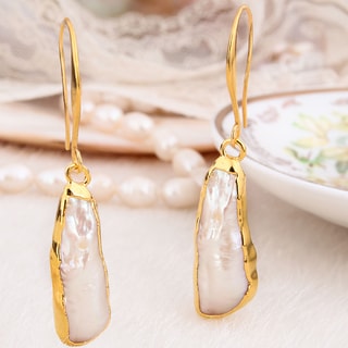 Boucles d'oreilles - Laiton plaqué or & perle
