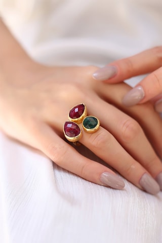 Bague Rubis et émeraude
