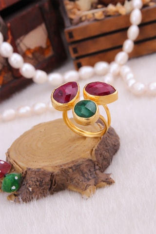 Bague Rubis et émeraude