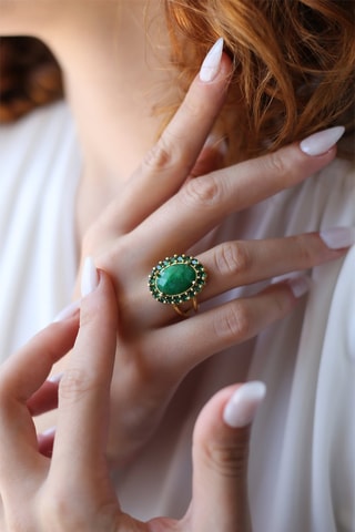 Bague - Agate et zircons