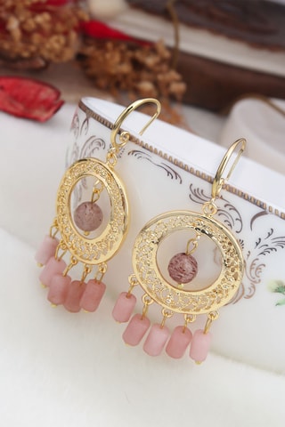 Boucles d’oreilles - Plaqué or jaune et quartz
