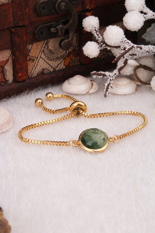 Bracelet doré à l'or fin Préhnite