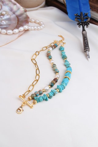 Bracelet - Turquoises et perles de culture