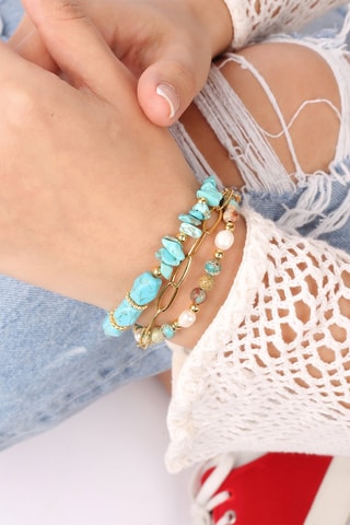 Bracelet - Turquoises et perles de culture