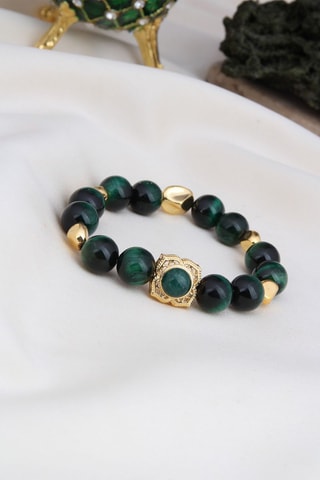 Bracelet - Œils-de-tigre et zircons
