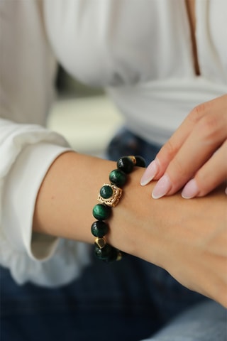 Bracelet - Œils-de-tigre et zircons