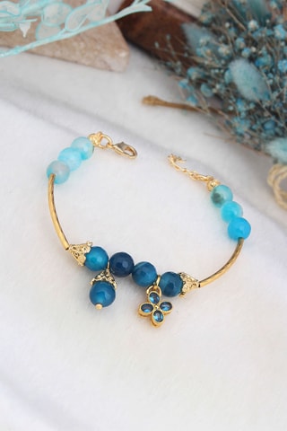 Bracelet - Plaqué or jaune et agates