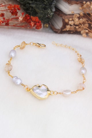 Bracelet - Plaqué or jaune et perles de culture
