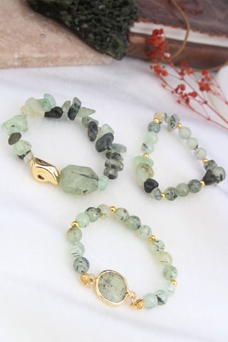 Bracelet - Plaqué or jaune et prehnites