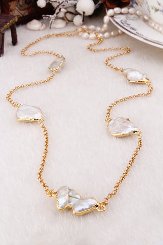 Collier - Bronze doré à l'or fin jaune et perles de culture