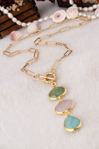 Collier Prehnite, quartz et amazonite
