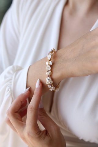 Bracelet - Perles de culture et zircons