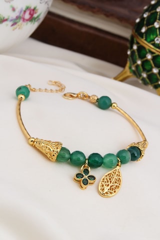 Bracelet - Plaqué or jaune et agates