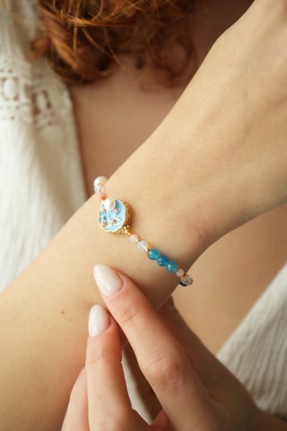 Bracelet - Plaqué or jaune, agates et perles de culture