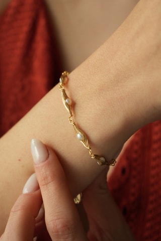 Bracelet - Plaqué or jaune et perles de culture