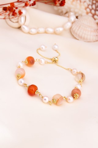 Bracelet - Plaqué or jaune, perles de culture et citrines