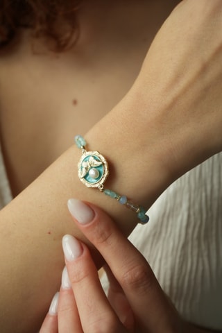 Bracelet - Plaqué or jaune et cristal véritable