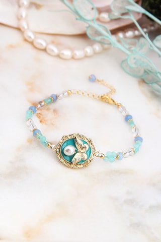 Bracelet - Plaqué or jaune et cristal véritable