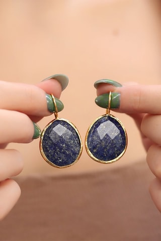 Boucles d'oreilles Doré et bleu