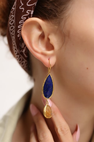 Boucles d'oreilles Lapis-lazulis et citrines