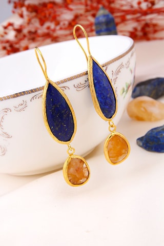 Boucles d'oreilles Lapis-lazulis et citrines