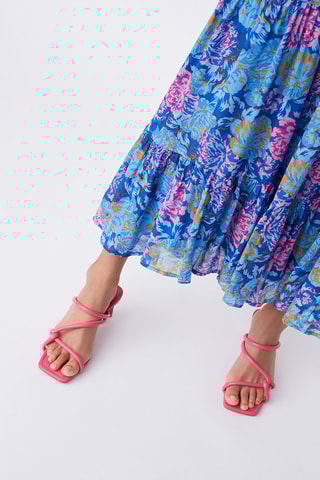 Mules à talons en cuir Hisma - Fuchsia