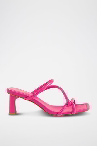 Mules à talons en cuir Hisma - Fuchsia