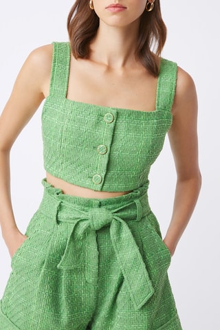 Short en tweed taille haute Bacem - Vert