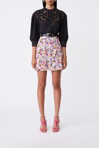 Jupe patineuse taille haute Flora - Fuchsia