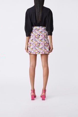 Jupe patineuse taille haute Flora - Fuchsia
