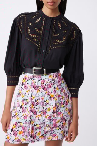 Jupe patineuse taille haute Flora - Fuchsia