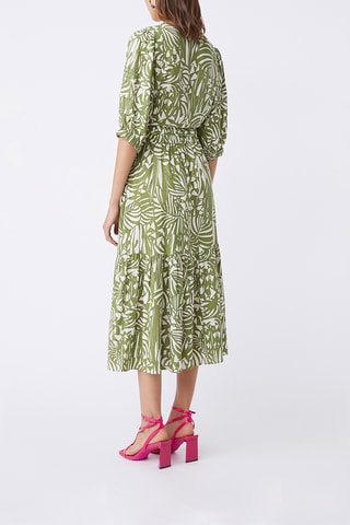 Jupe midi en lin  taille haute Fidjy - Kaki
