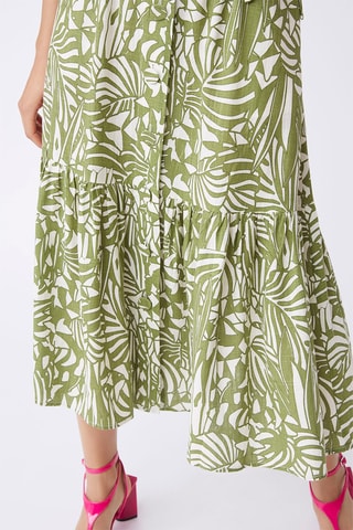Jupe midi en lin  taille haute Fidjy - Kaki