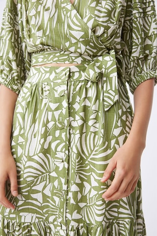 Jupe midi en lin  taille haute Fidjy - Kaki