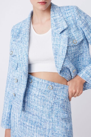 Jupe droite en tweed Flavia - Bleu