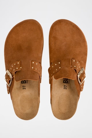Sabots plateformes en cuir - Camel