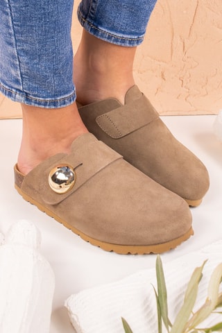 Sabots en nubuck - Marron clair