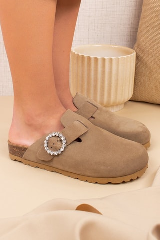 Sabots en nubuck - Marron clair