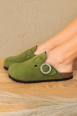 Sabots en nubuck - Vert
