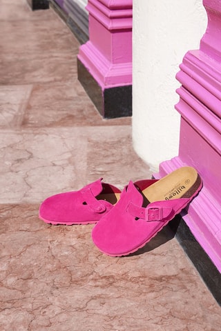 Sabots en nubuck Rosso - Fuchsia