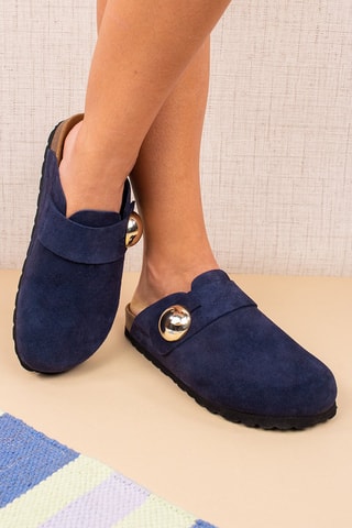 Sabots en nubuck - Bleu