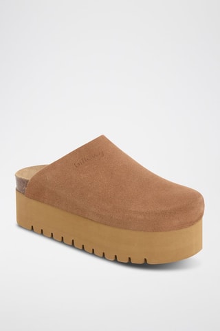 Sabots à plateforme en cuir - Beige