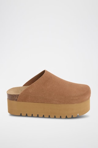 Sabots à plateforme en cuir - Beige