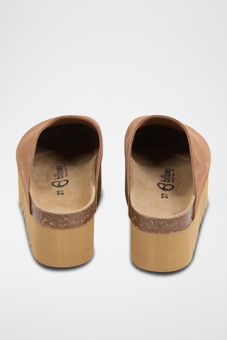 Sabots à plateforme en cuir - Beige