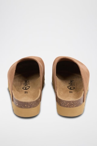 Sabots à plateforme en cuir - Beige