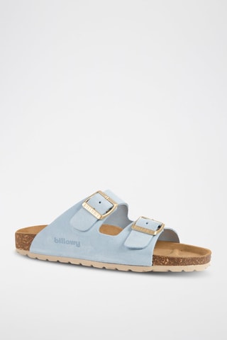 Mules en nubuck - Ciel