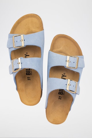 Mules en nubuck - Ciel